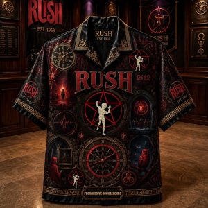 Hawaiian Shirt Featuring All Over Print of Rush Band's 2112 Album Cover Art