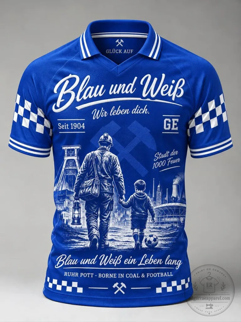 Schalke 04 Royal Blue and White German Football Club Fan Polo Shirt 1 Schalke 04 Royal Blue and White German Football Club Fan Polo Shirt