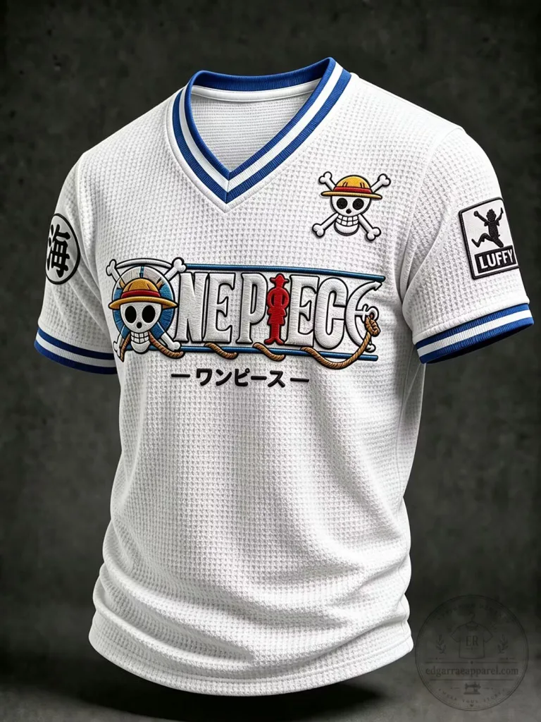 One Piece Monkey D. Luffy Straw Hat Pirates Baseball Jersey 64 One Piece Monkey D. Luffy Straw Hat Pirates Baseball Jersey