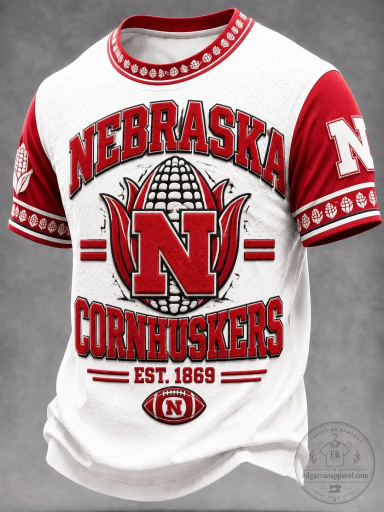 Nebraska Cornhuskers Football Team Est. 1869 Graphic Print T-Shirt 12 Nebraska Cornhuskers Football Team Est. 1869 Graphic Print T-Shirt
