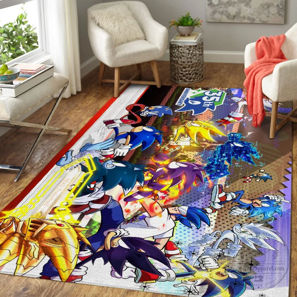 Sonic The Hedgehog 35th Anniversary Action Pose Rectangular Rug 7 Sonic The Hedgehog 35th Anniversary Action Pose Rectangular Rug