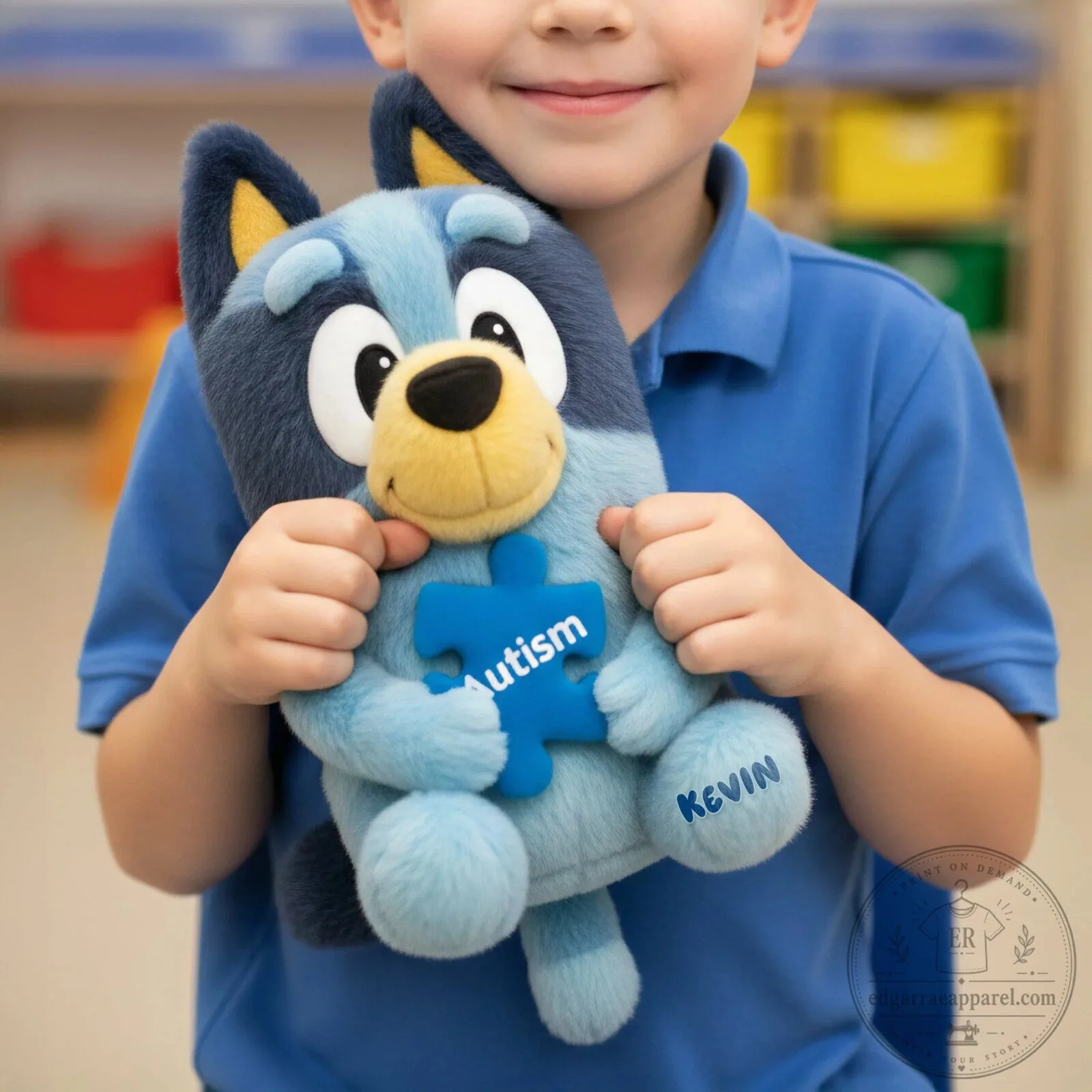 Bluey Bingo Autism Awareness Personalized Plush Stuffed Animal Toy
