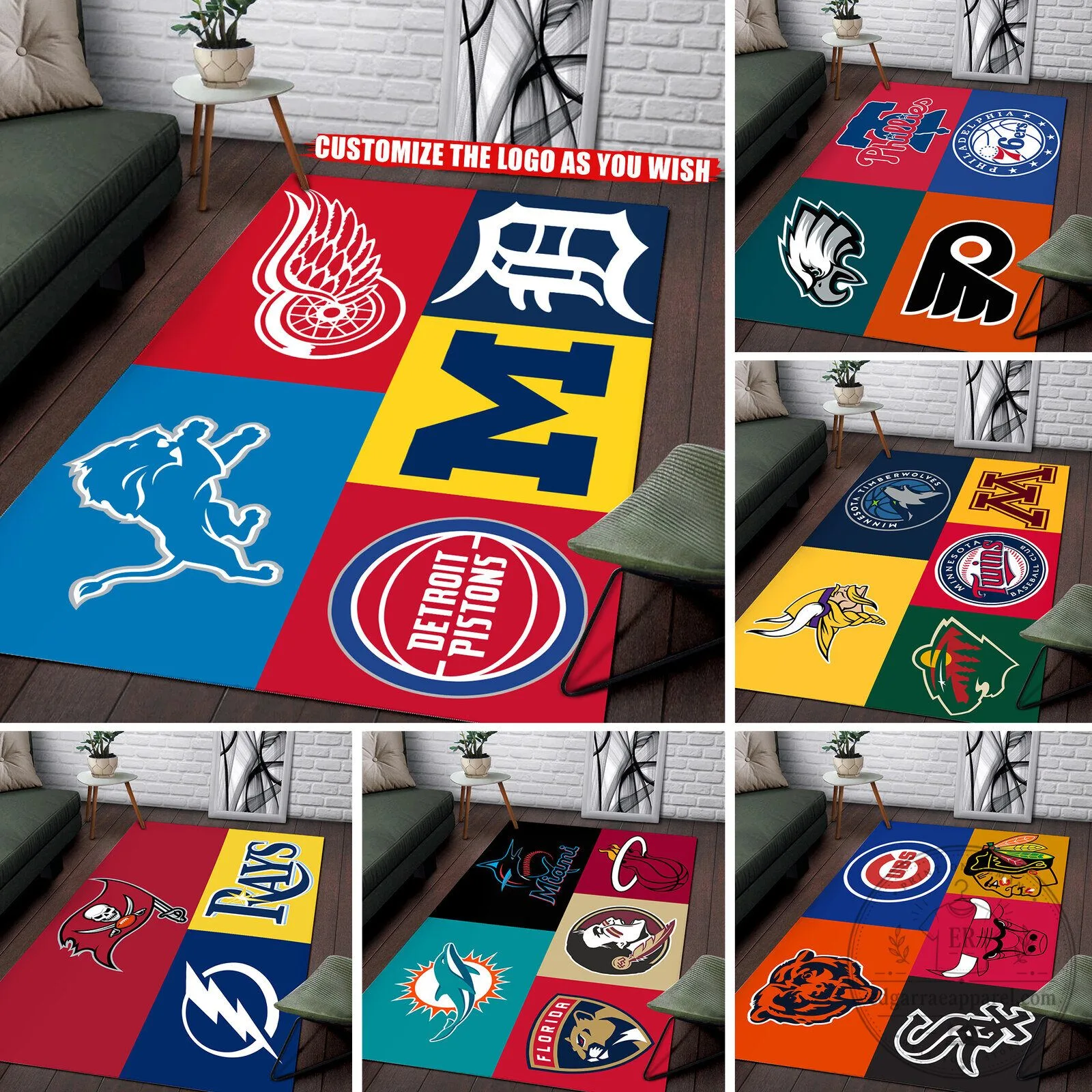 GH11 Custom Rectangle Rug with Your Favorite- Customize any logo you want on the Rectangle Rug