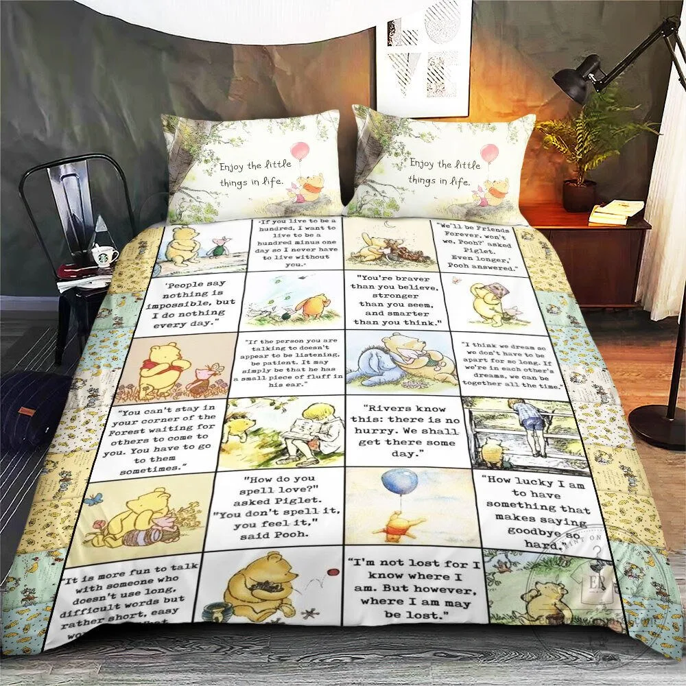 Winnie the Pooh Hundred Acre Wood Quotes Duvet Cover Bedding Set 6 Winnie the Pooh Hundred Acre Wood Quotes Duvet Cover Bedding Set