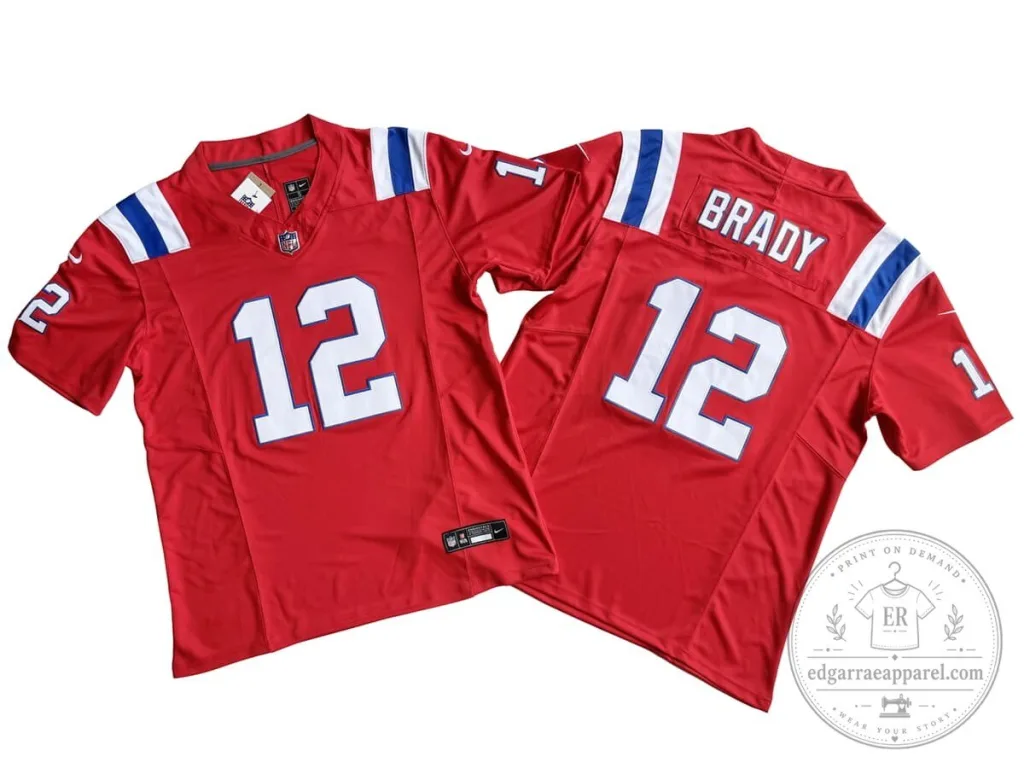 Tom Brady New England Patriots Red Football Jersey Number 12 Tom Brady New England Patriots Red Football Jersey Number 12