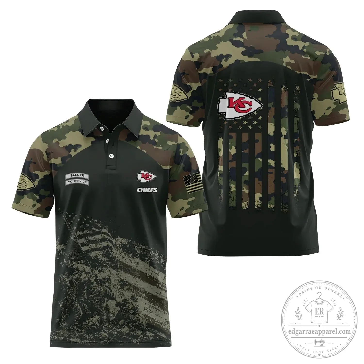 Kansas City Chiefs Salute To Service Camouflage Polo Shirt