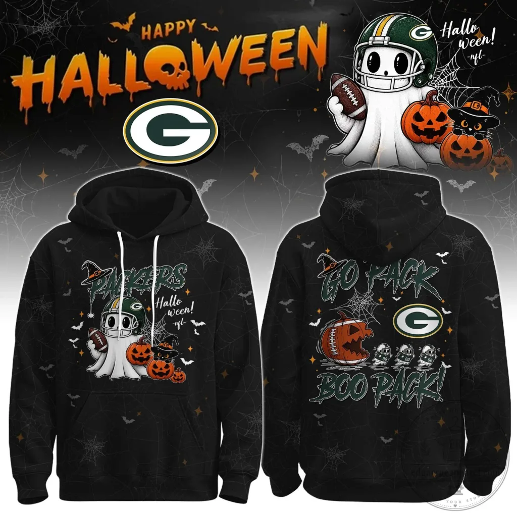 Green Bay Packers Halloween Ghost Football Player Boo Pack Hoodie Green Bay Packers Halloween Ghost Football Player Boo Pack Hoodie