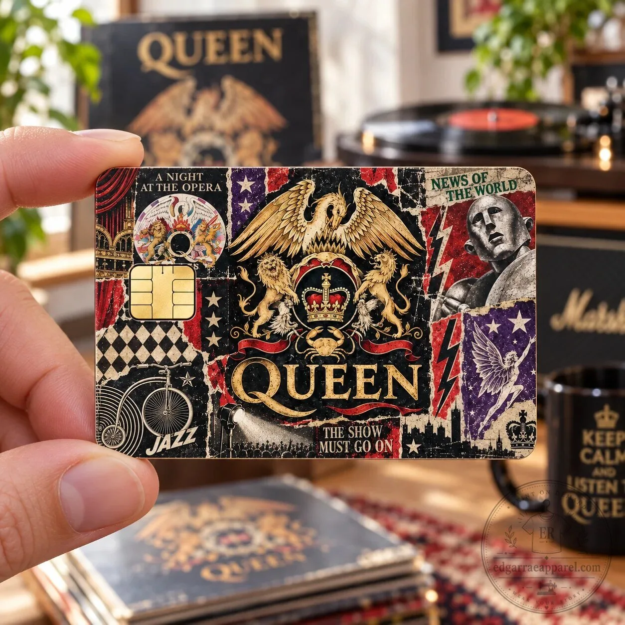 Queen Jazz Music Album Art Credit Card Skin, A Night at the Opera News of the World