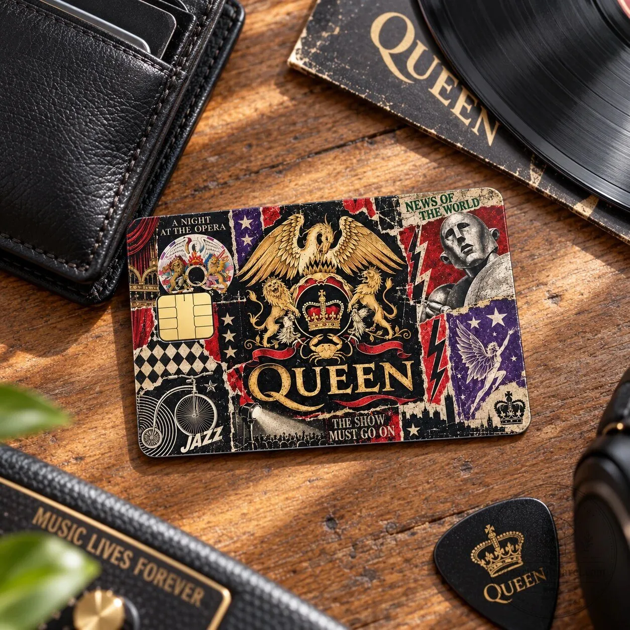 Queen Jazz Music Album Art Credit Card Skin, A Night at the Opera News of the World 8 Queen Jazz Music Album Art Credit Card Skin, A Night at the Opera News of the World