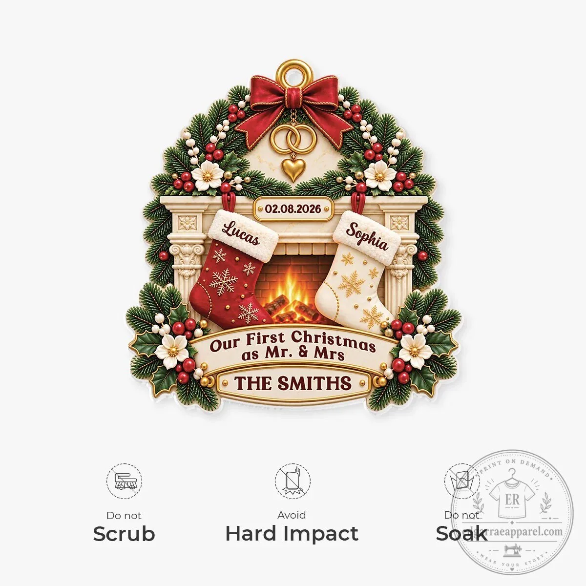 Our First Christmas as Mr. and Mrs. Personalized Fireplace Ornament 14 Our First Christmas as Mr. and Mrs. Personalized Fireplace Ornament