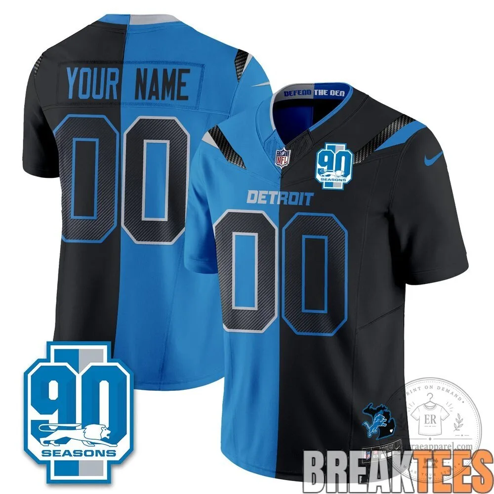 Detroit Lions NFL Football Team Black and Blue Split Edition Football Jersey