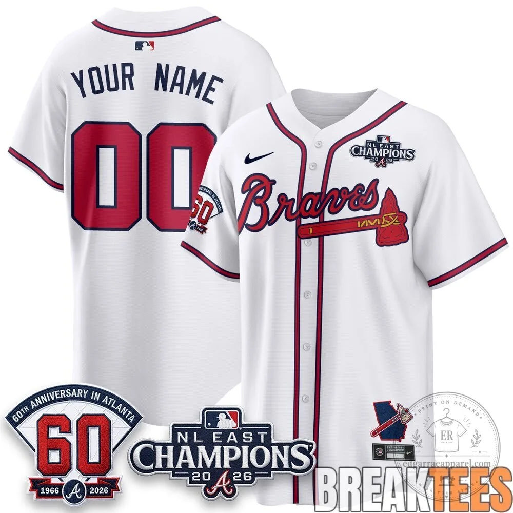 Atlanta Braves 60th Anniversary 2026 NL East Champions Custom Baseball Jersey
