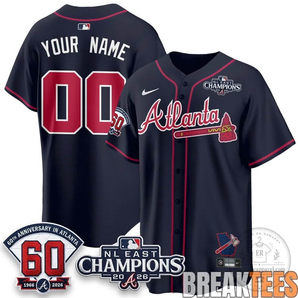 Atlanta Braves 60th Anniversary 2026 NL East Champions Custom Baseball Jersey 8 Atlanta Braves 60th Anniversary 2026 NL East Champions Custom Baseball Jersey