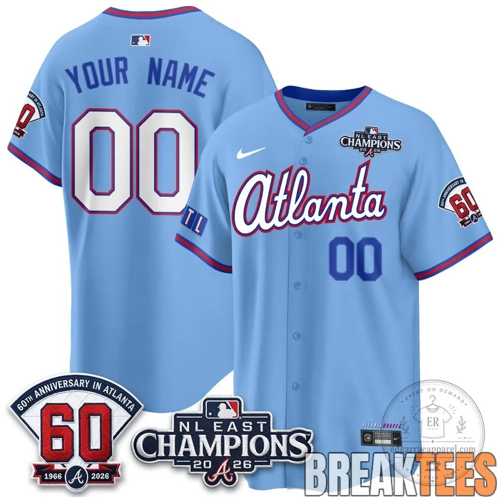 Atlanta Braves 60th Anniversary 2026 NL East Champions Custom Baseball Jersey 11 Atlanta Braves 60th Anniversary 2026 NL East Champions Custom Baseball Jersey