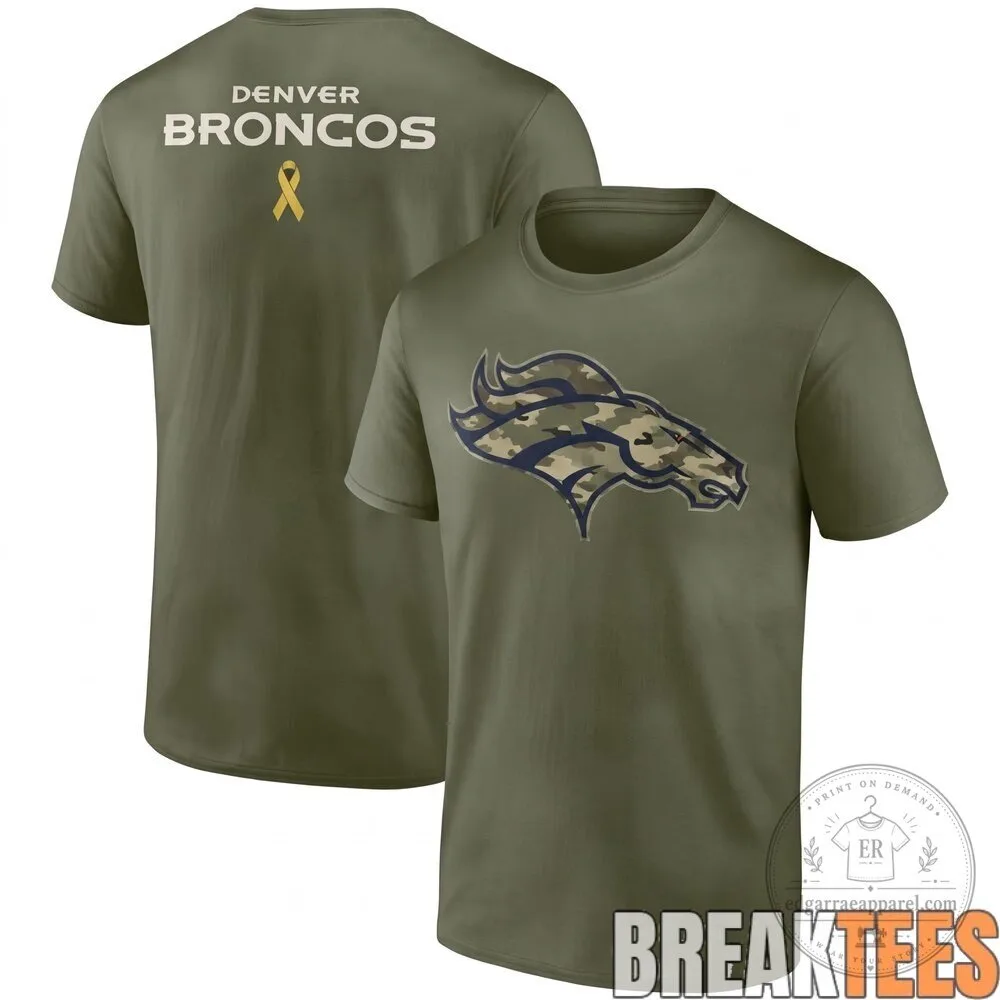 Military Green T-Shirt Featuring Camouflage Logo for Denver Broncos Salute To Service