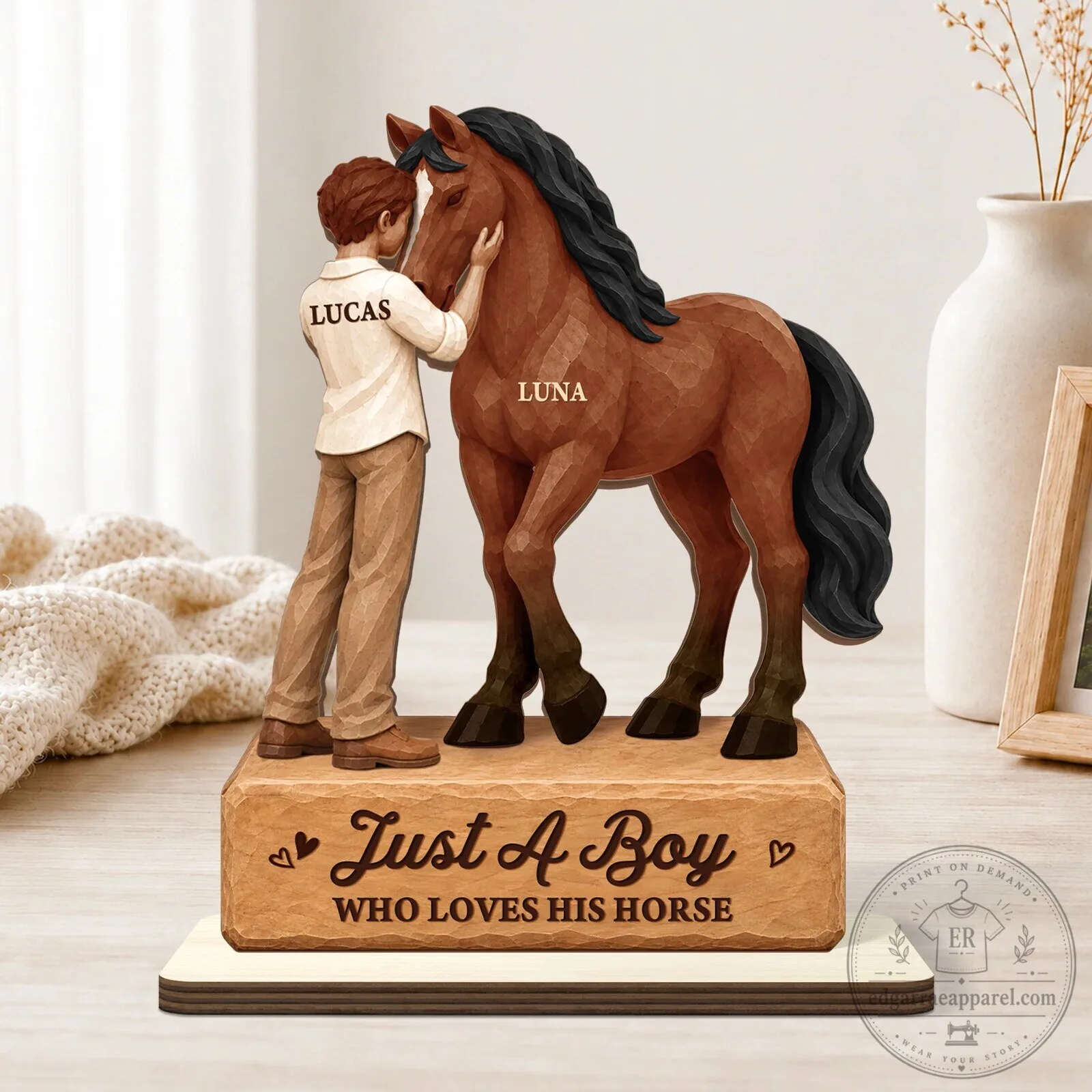 Personalized Girl and Horse Wooden Plaque with Flat Stand for Horse Lovers 9 Personalized Girl and Horse Wooden Plaque with Flat Stand for Horse Lovers