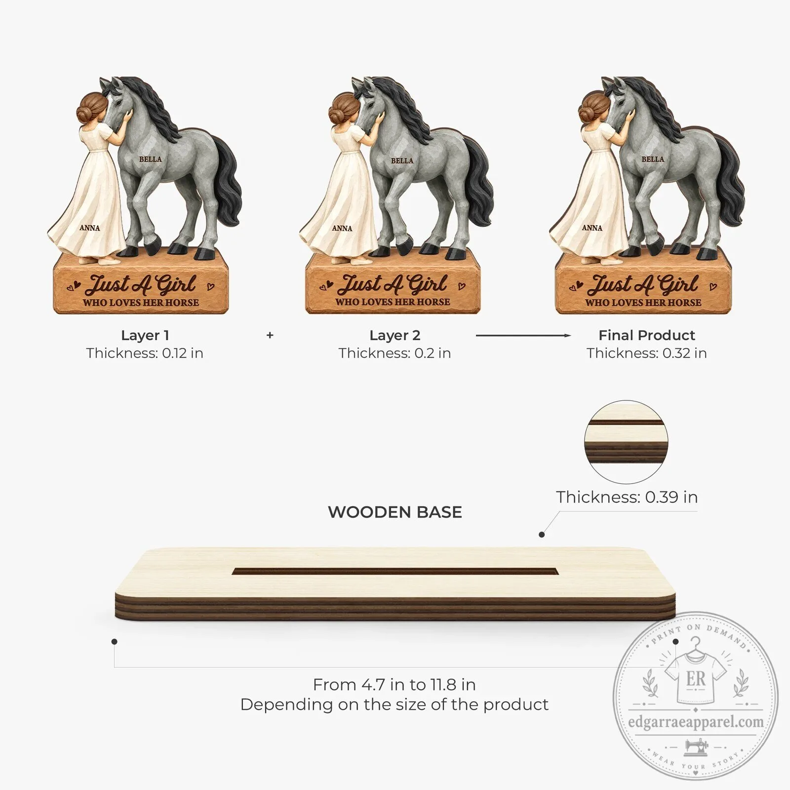Personalized Girl and Horse Wooden Plaque with Flat Stand for Horse Lovers 11 Personalized Girl and Horse Wooden Plaque with Flat Stand for Horse Lovers