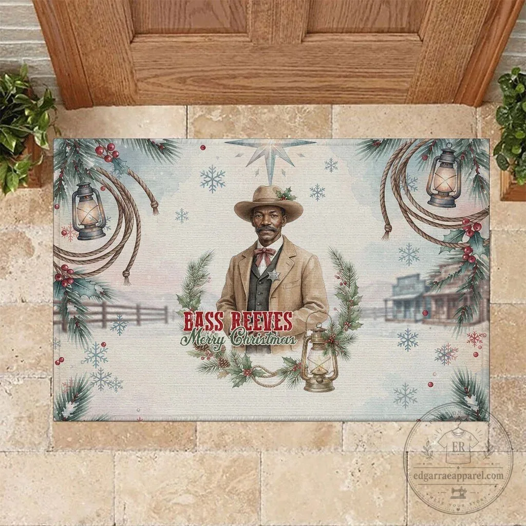 Bass Reeves Old West Deputy Lawman Merry Christmas Winter Holiday Doormat