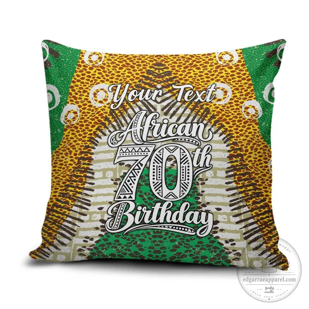 Personalized African 70th Birthday Tribal Animal Print Heritage Pattern Pillow Cover