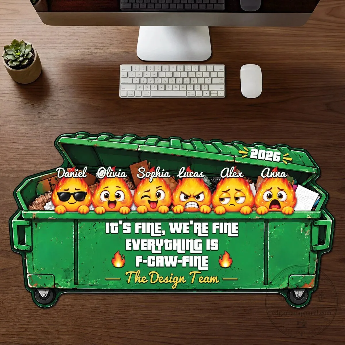 Everything Is Fine Dumpster Fire Team Personalized Desk Mat