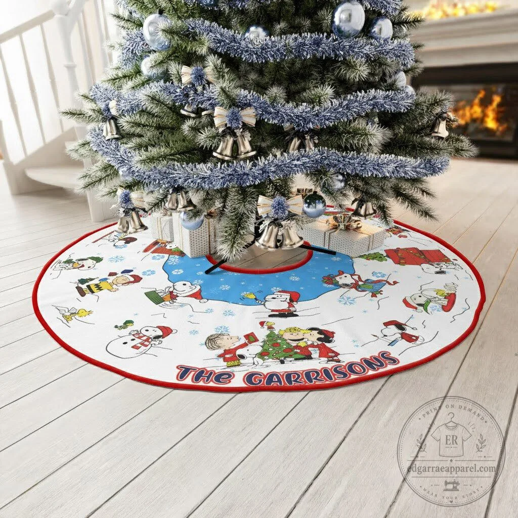 Personalized Peanuts Snoopy Christmas Tree Skirt