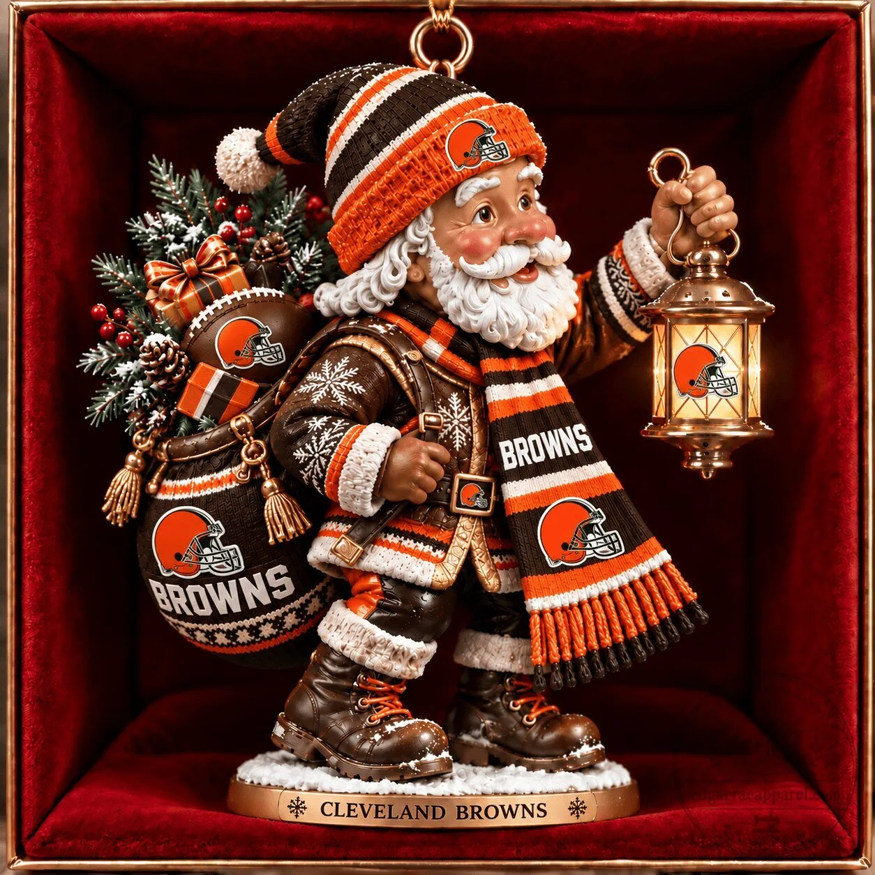 Cleveland Browns Santa Claus Christmas Ornament for Football Fans