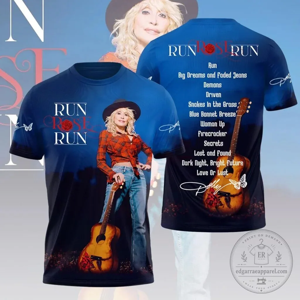 Graphic T-Shirt featuring the Album Cover of Dolly Parton's Run Rose Run