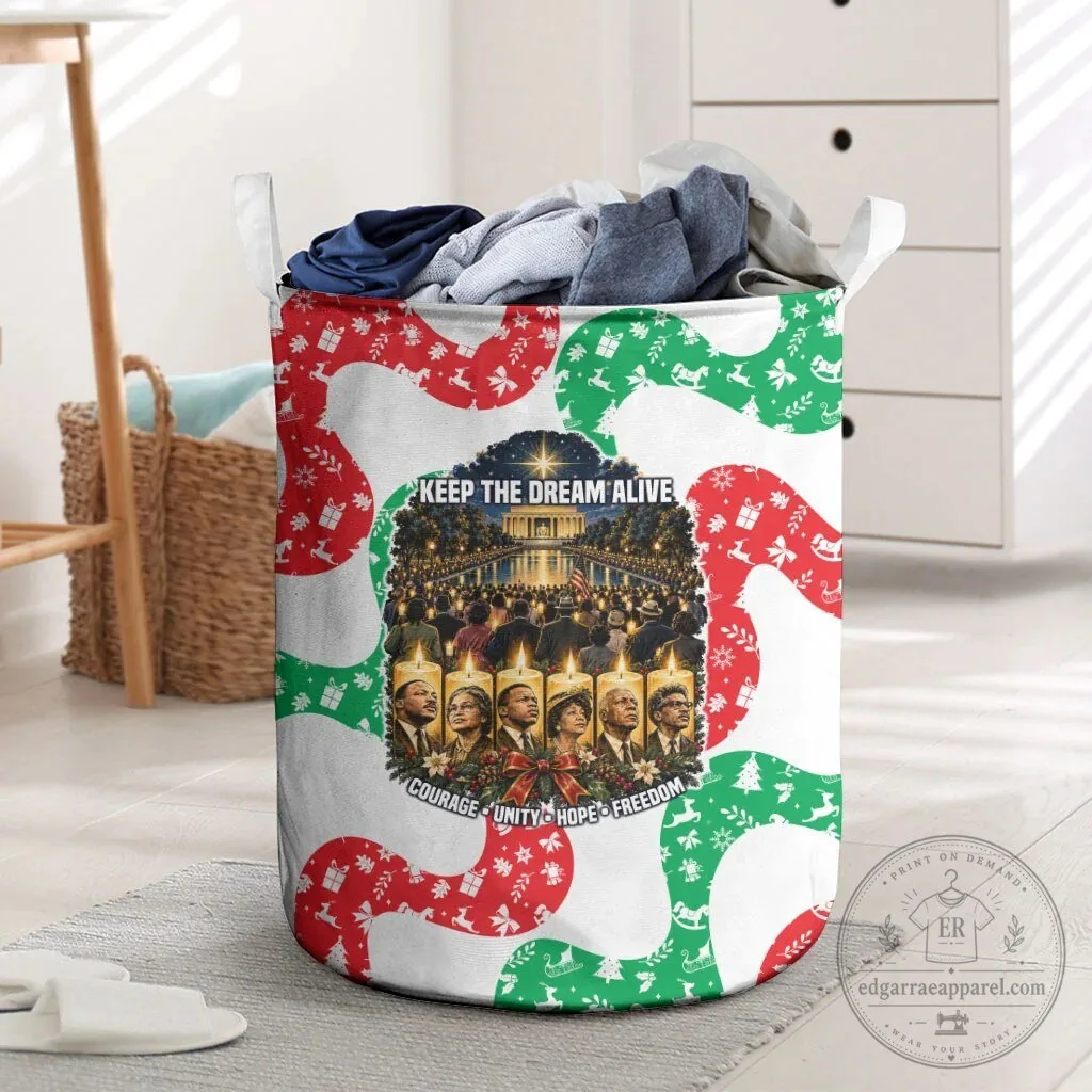 Civil Rights Leaders Christmas Holiday Laundry Basket with Hope and Freedom Art