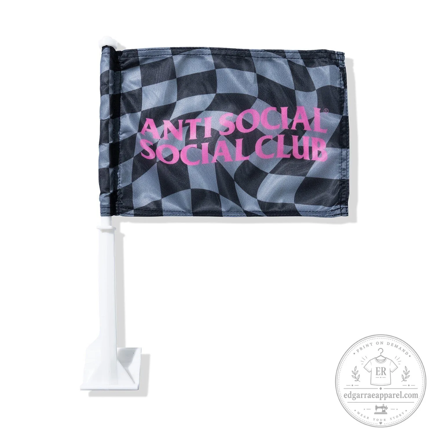 Anti Social Social Club Checkered Pattern Car Window Flag
