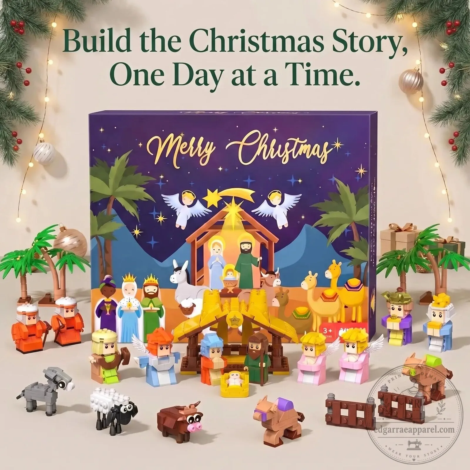 Nativity Scene Building Block Advent Calendar Christmas Story Set
