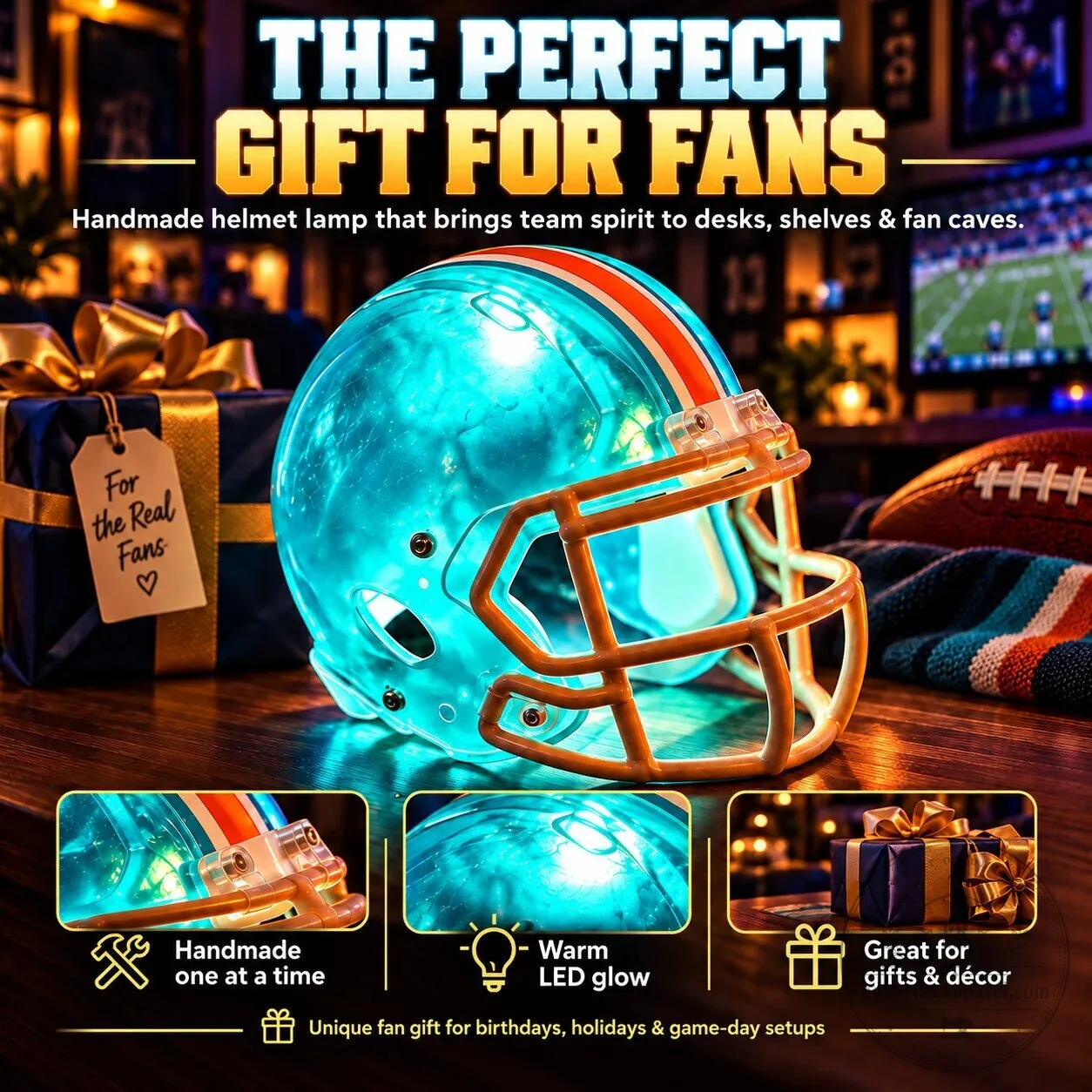 Handmade Football Helmet Lamp LED Glow Light Up Your Team Fan Cave Decor 7 Handmade Football Helmet Lamp LED Glow Light Up Your Team Fan Cave Decor