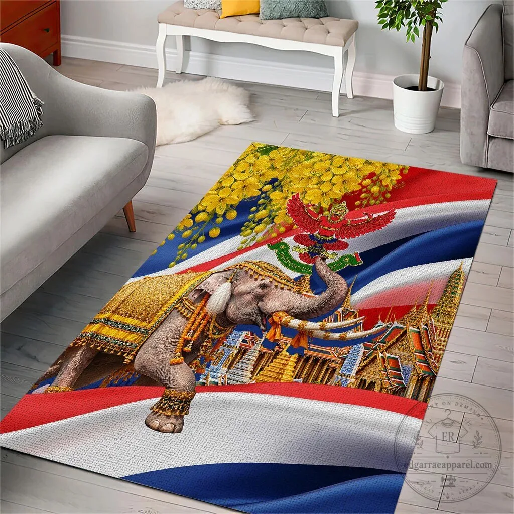 Thailand Flag Golden Elephant and Garuda Temple Area Rug 8 Thailand Flag Golden Elephant and Garuda Temple Area Rug