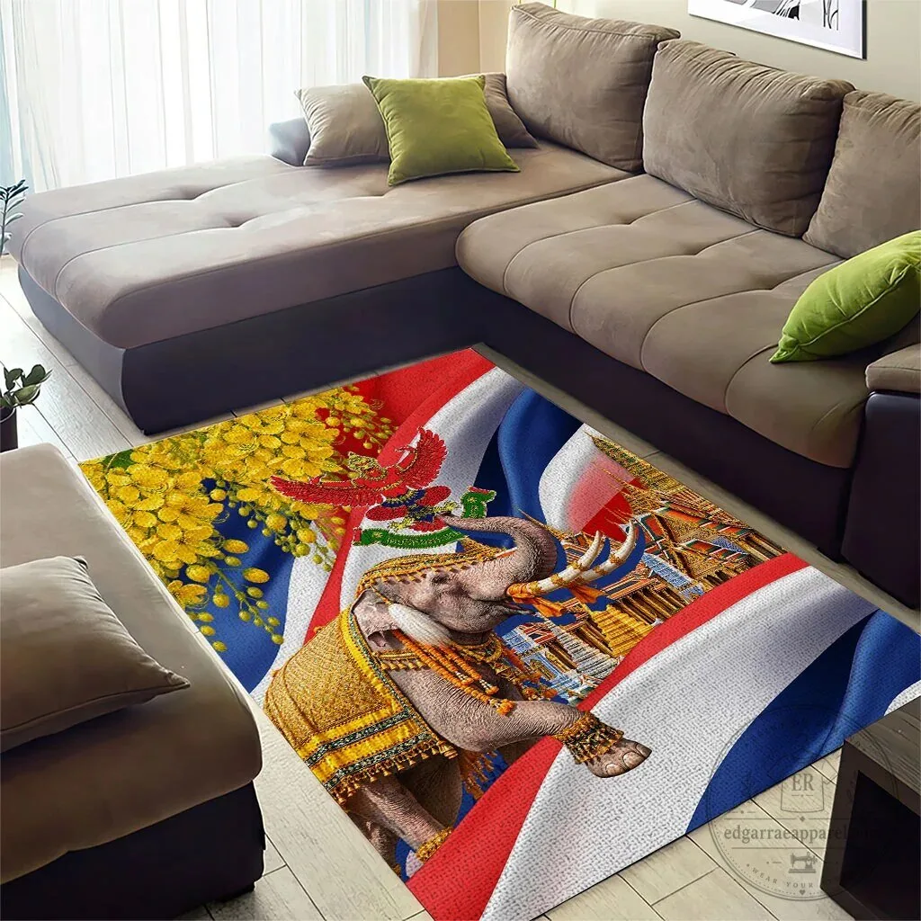 Thailand Flag Golden Elephant and Garuda Temple Area Rug 9 Thailand Flag Golden Elephant and Garuda Temple Area Rug