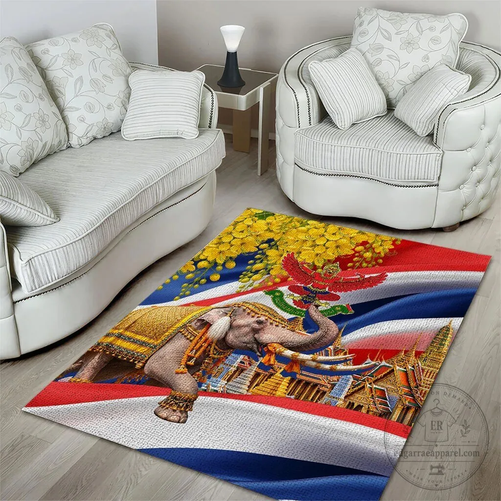 Thailand Flag Golden Elephant and Garuda Temple Area Rug 10 Thailand Flag Golden Elephant and Garuda Temple Area Rug