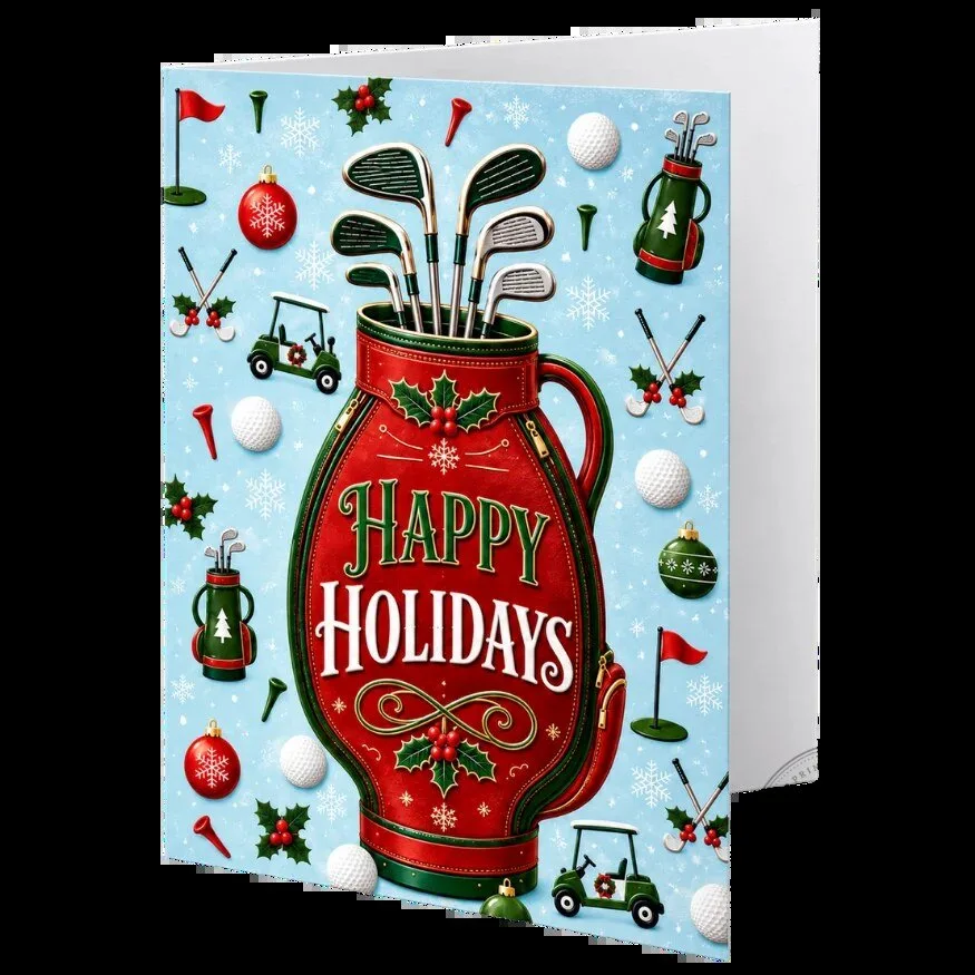 Happy Holidays Golf Christmas Greeting Card for Golfers