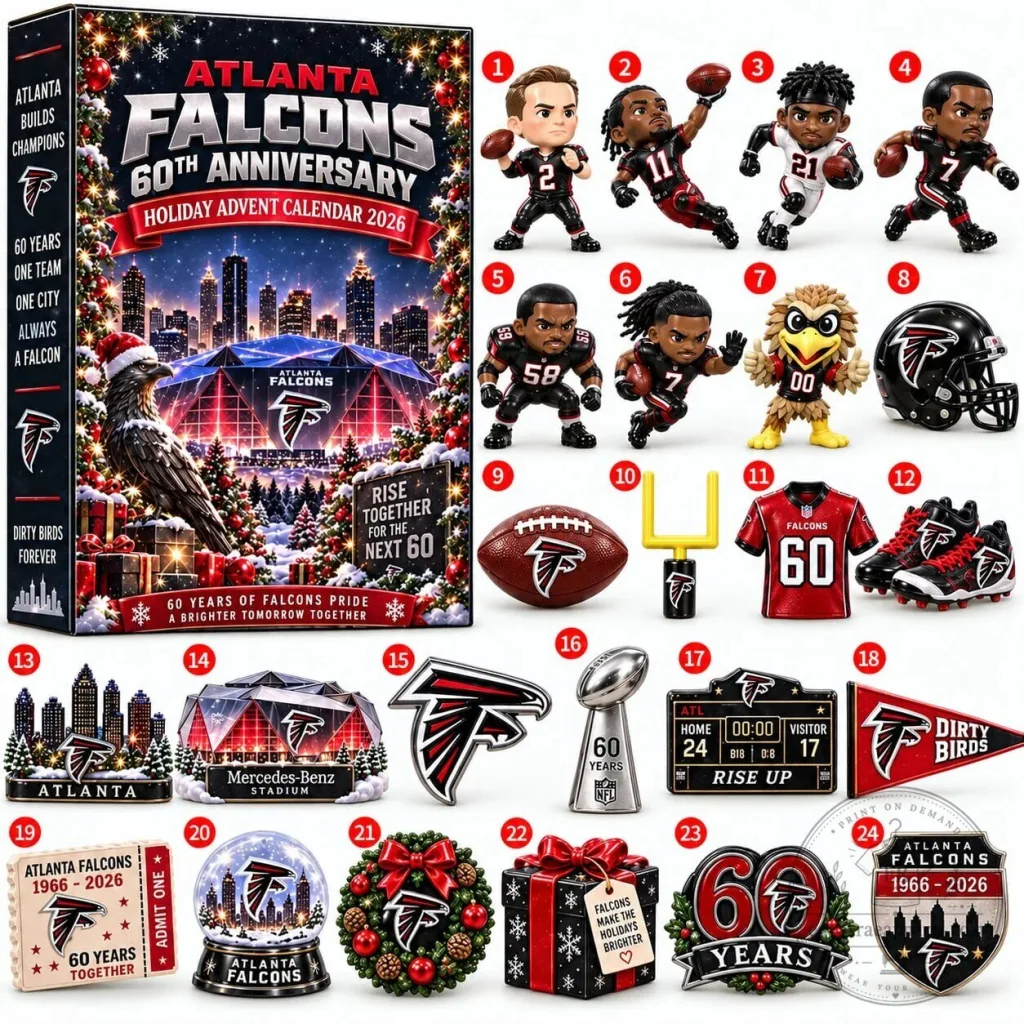 Atlanta Falcons 60th Anniversary Holiday Advent Calendar 2026 NFL Countdown Atlanta Falcons 60th Anniversary Holiday Advent Calendar 2026 NFL Countdown