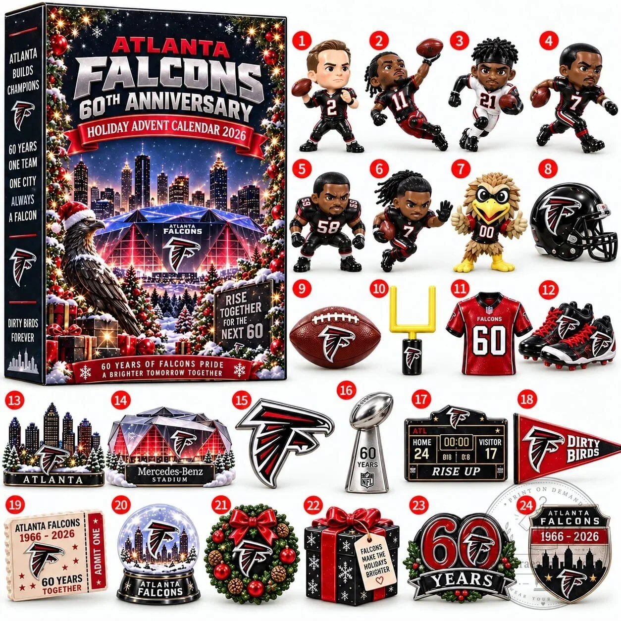 Atlanta Falcons 60th Anniversary Holiday Advent Calendar 2026 NFL Countdown