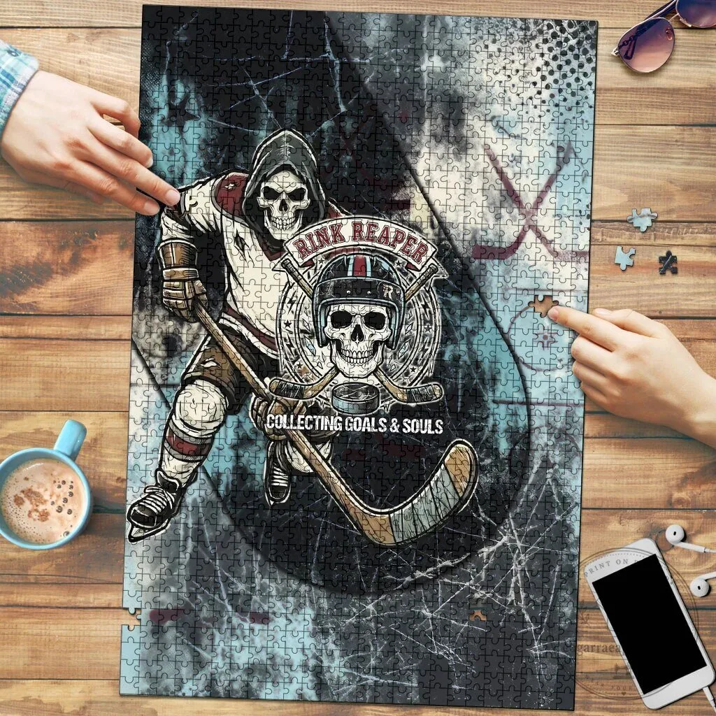 Ice Hockey Rink Reaper Grim Reaper Skeleton Collecting Goals and Souls Puzzle