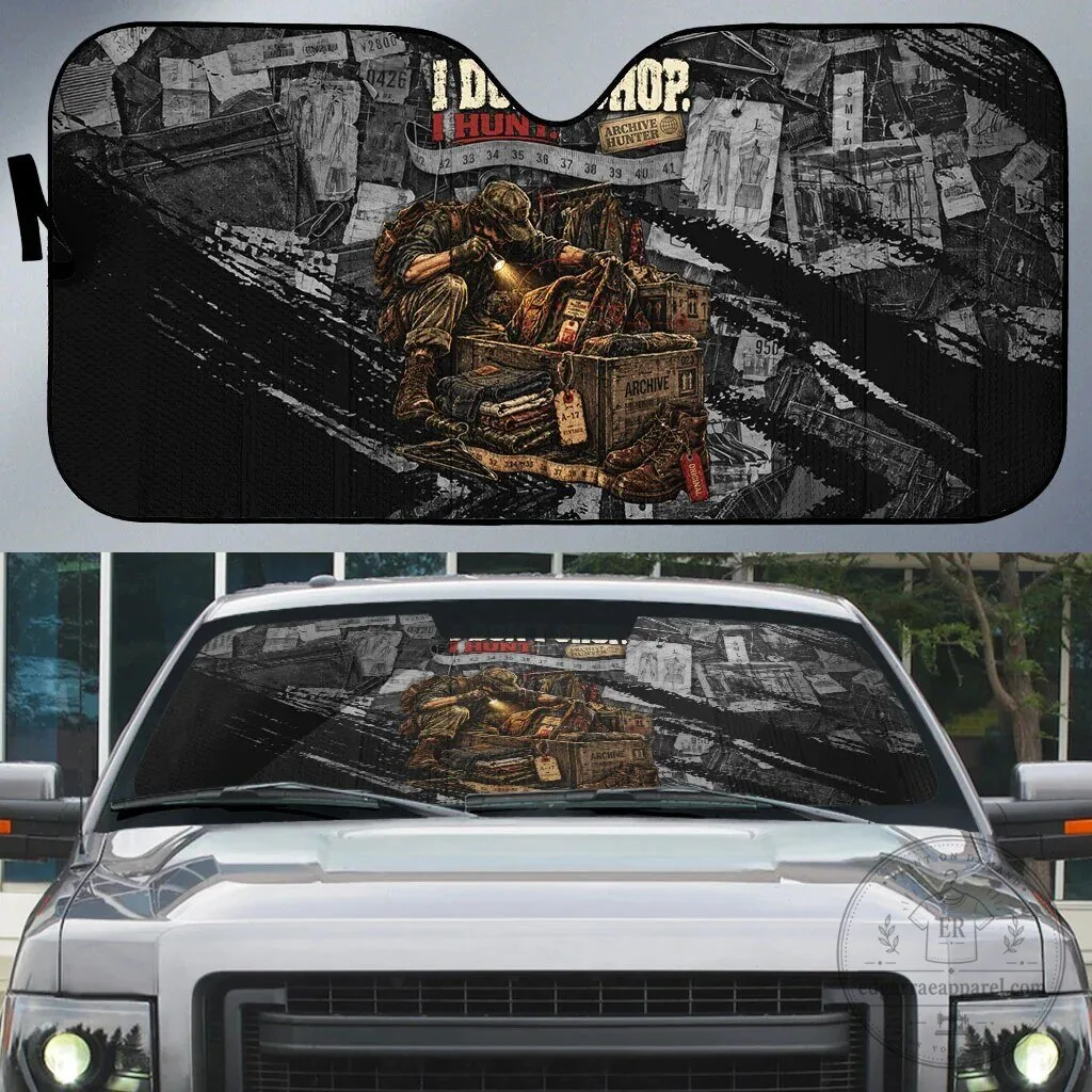 Archive Hunter The Hunt Never Ends Vintage Streetwear Grunge Collage Car Sunshade