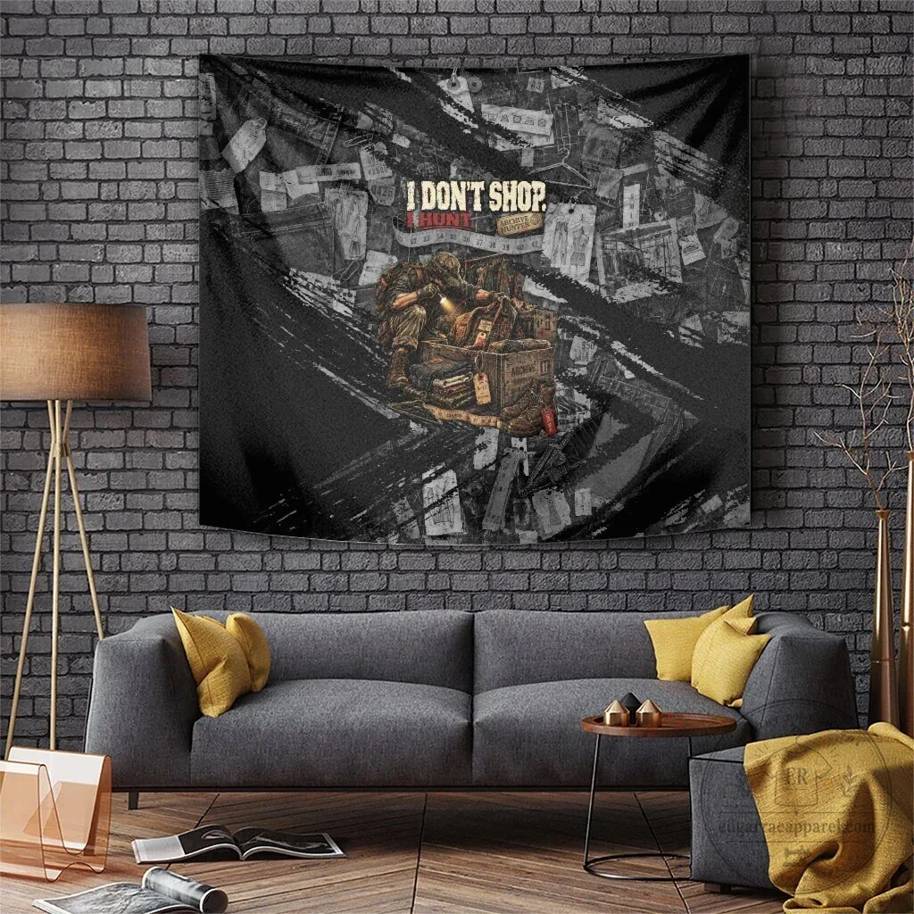 Archive Hunter The Hunt Never Ends Vintage Streetwear Grunge Collage Wall Tapestry