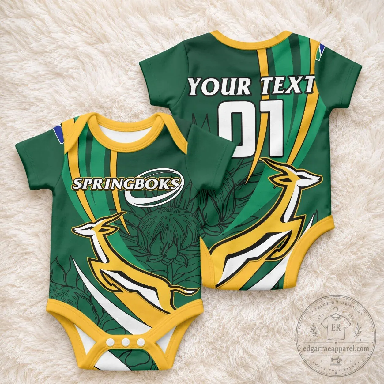 South Africa Springboks Rugby Team Baby Bodysuit Infant One-Piece Romper 8 South Africa Springboks Rugby Team Baby Bodysuit Infant One-Piece Romper