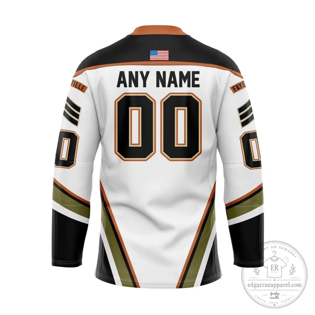Fayetteville Marksmen Personalized White Lace Hockey Jersey 7 Fayetteville Marksmen Personalized White Lace Hockey Jersey