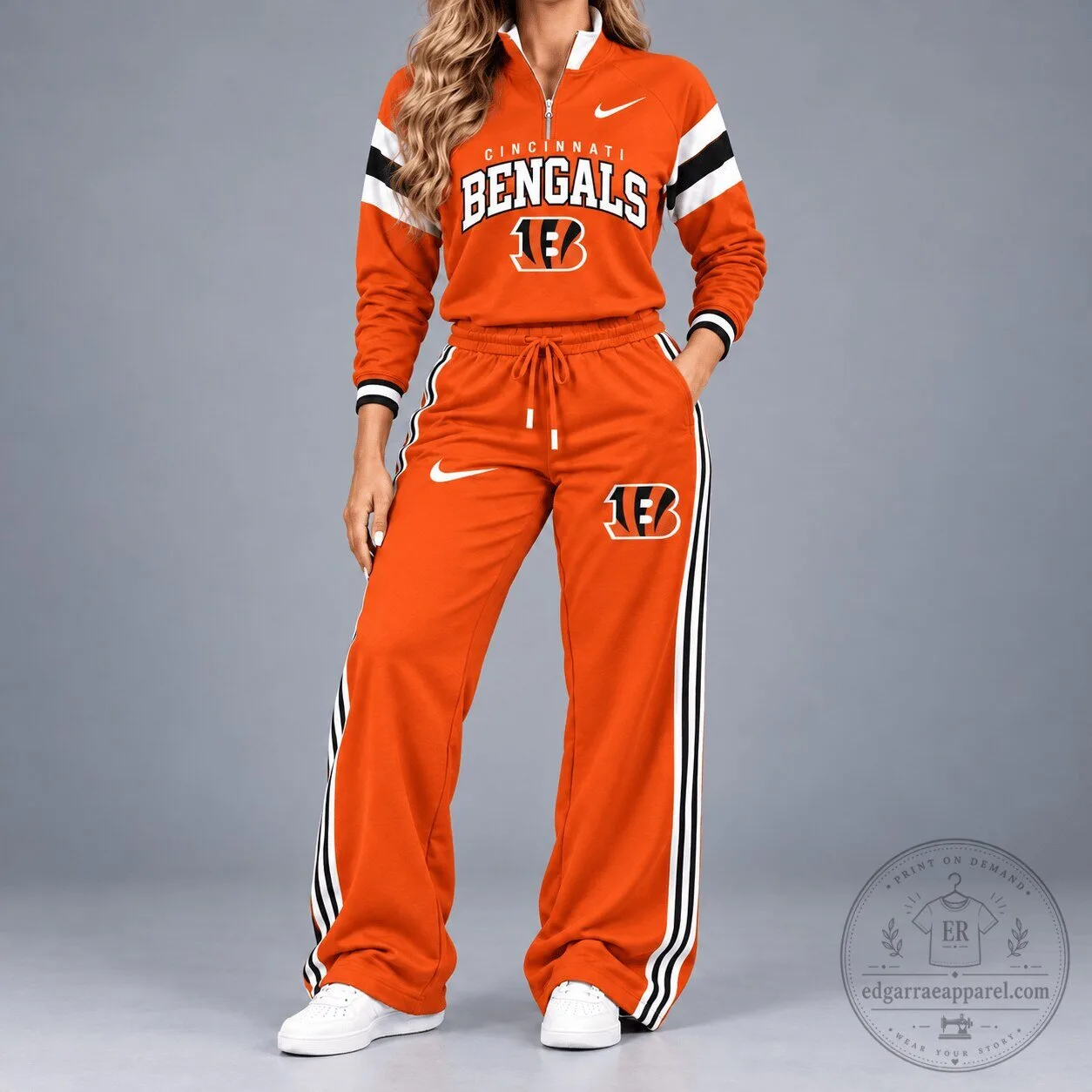Cincinnati Bengals NFL Women's Orange Quarter-Zip Sweatshirt