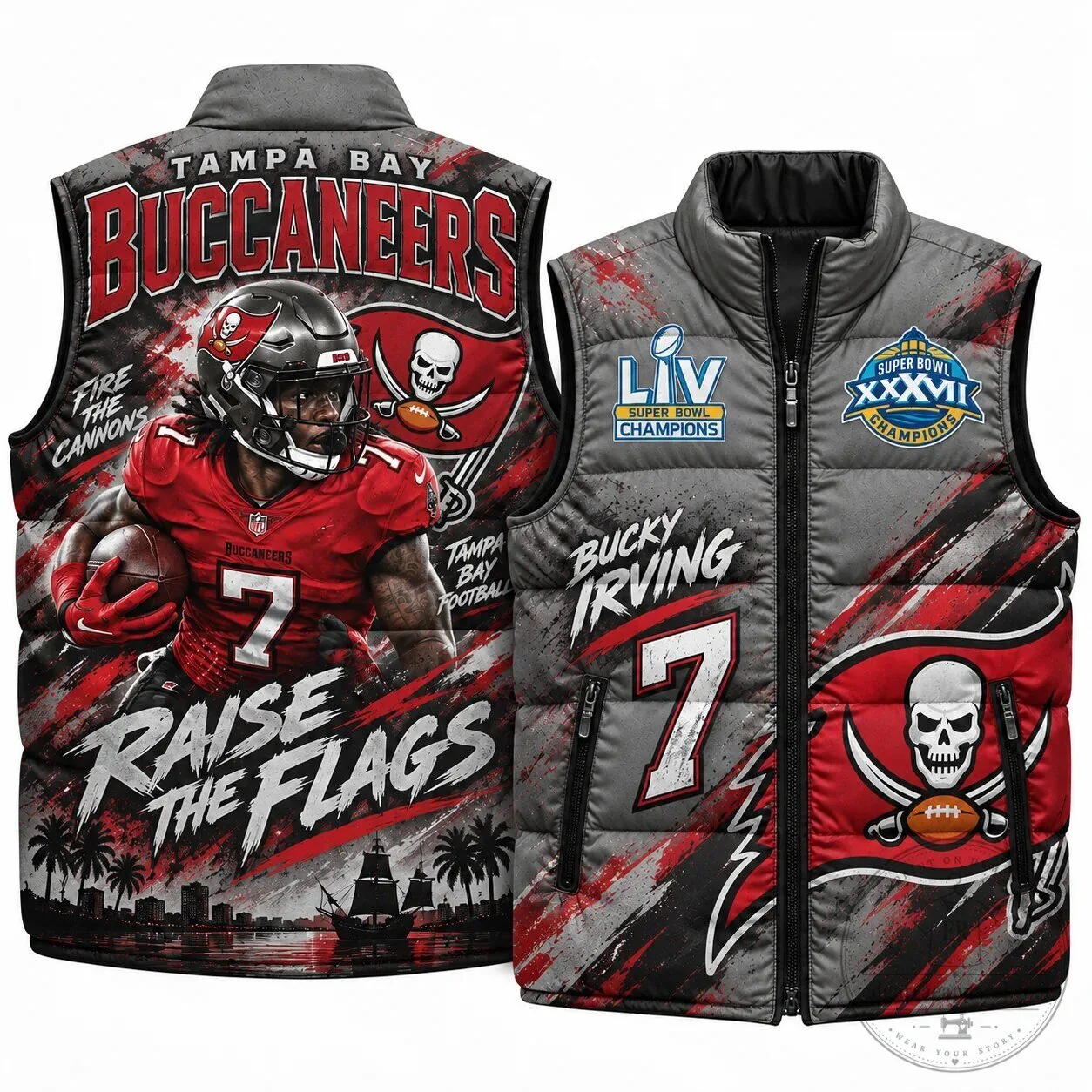Bucky Irving Tampa Bay Buccaneers Super Bowl Champions Puffer Vest