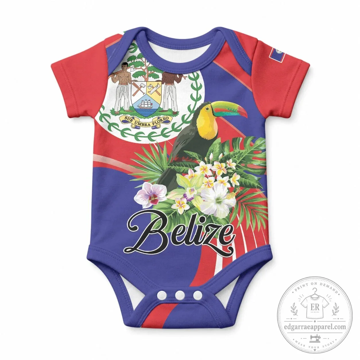 Belize Flag Toucan Tropical Baby Bodysuit - Independence Day Infant Romper