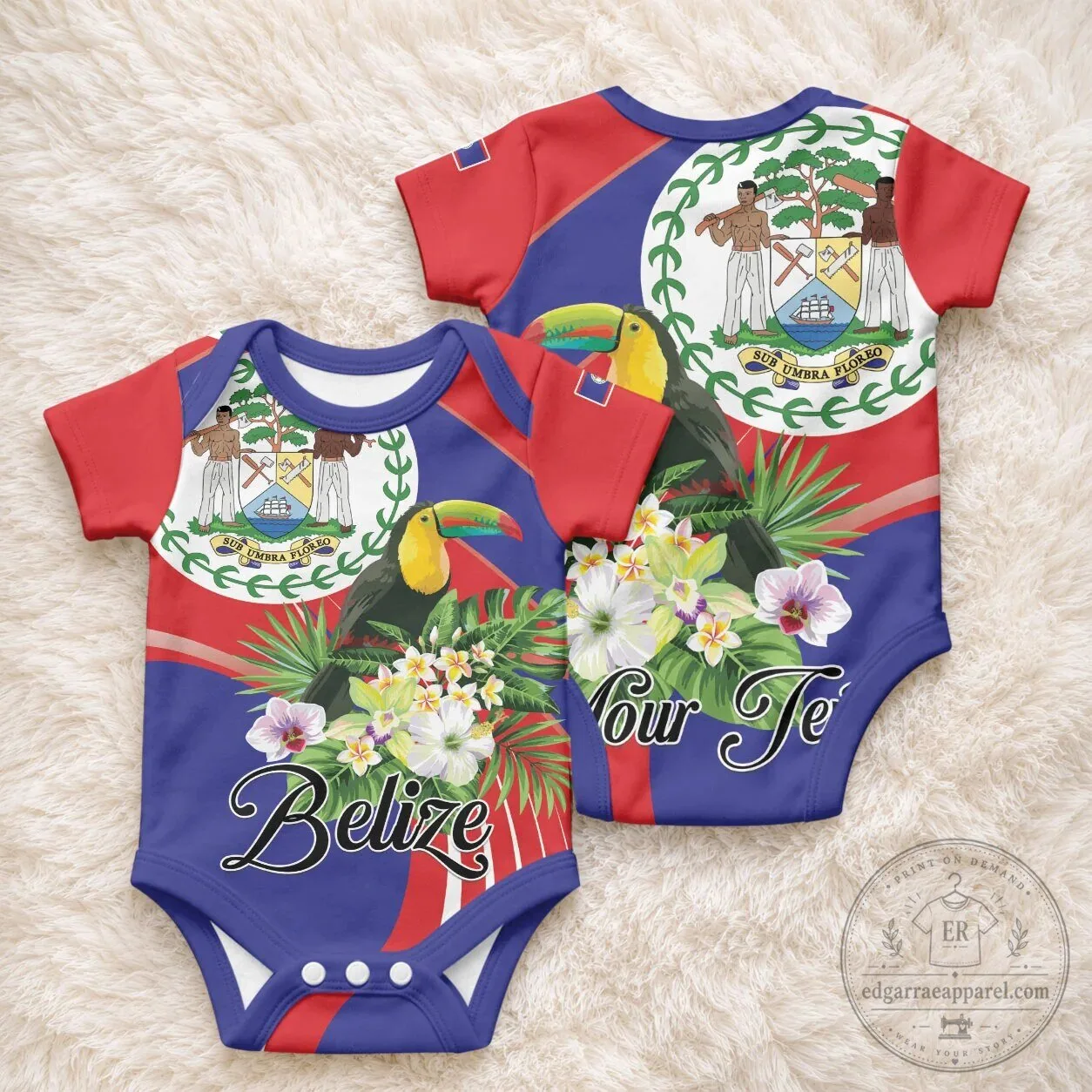 Belize Flag Toucan Tropical Baby Bodysuit - Independence Day Infant Romper 6 Belize Flag Toucan Tropical Baby Bodysuit - Independence Day Infant Romper