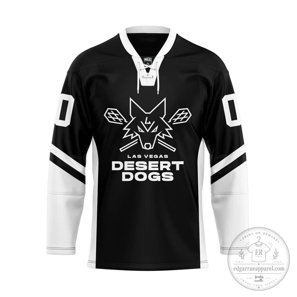 Las Vegas Desert Dogs National Lacrosse League Black and White Hockey Jersey