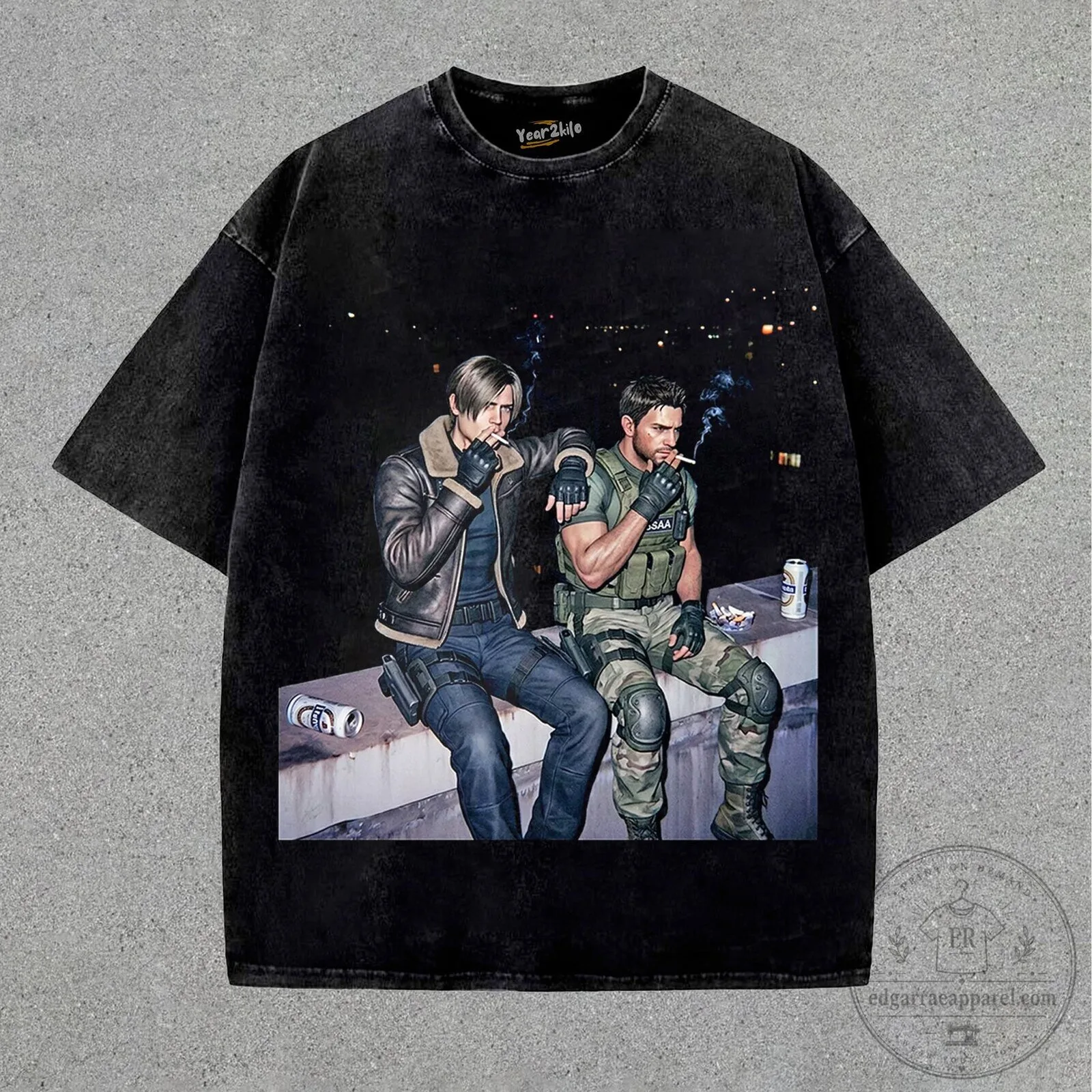 Resident Evil Leon S. Kennedy and Chris Redfield Smoking T-Shirt