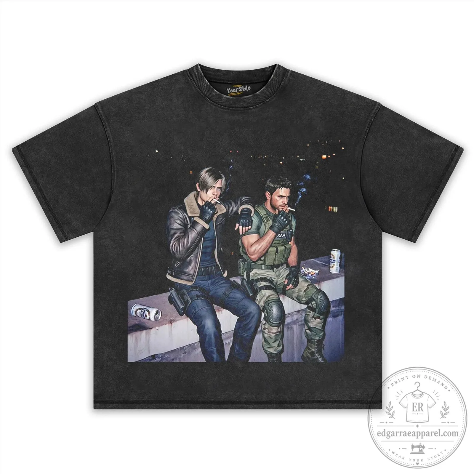 Resident Evil Leon S. Kennedy and Chris Redfield Smoking T-Shirt 14 Resident Evil Leon S. Kennedy and Chris Redfield Smoking T-Shirt