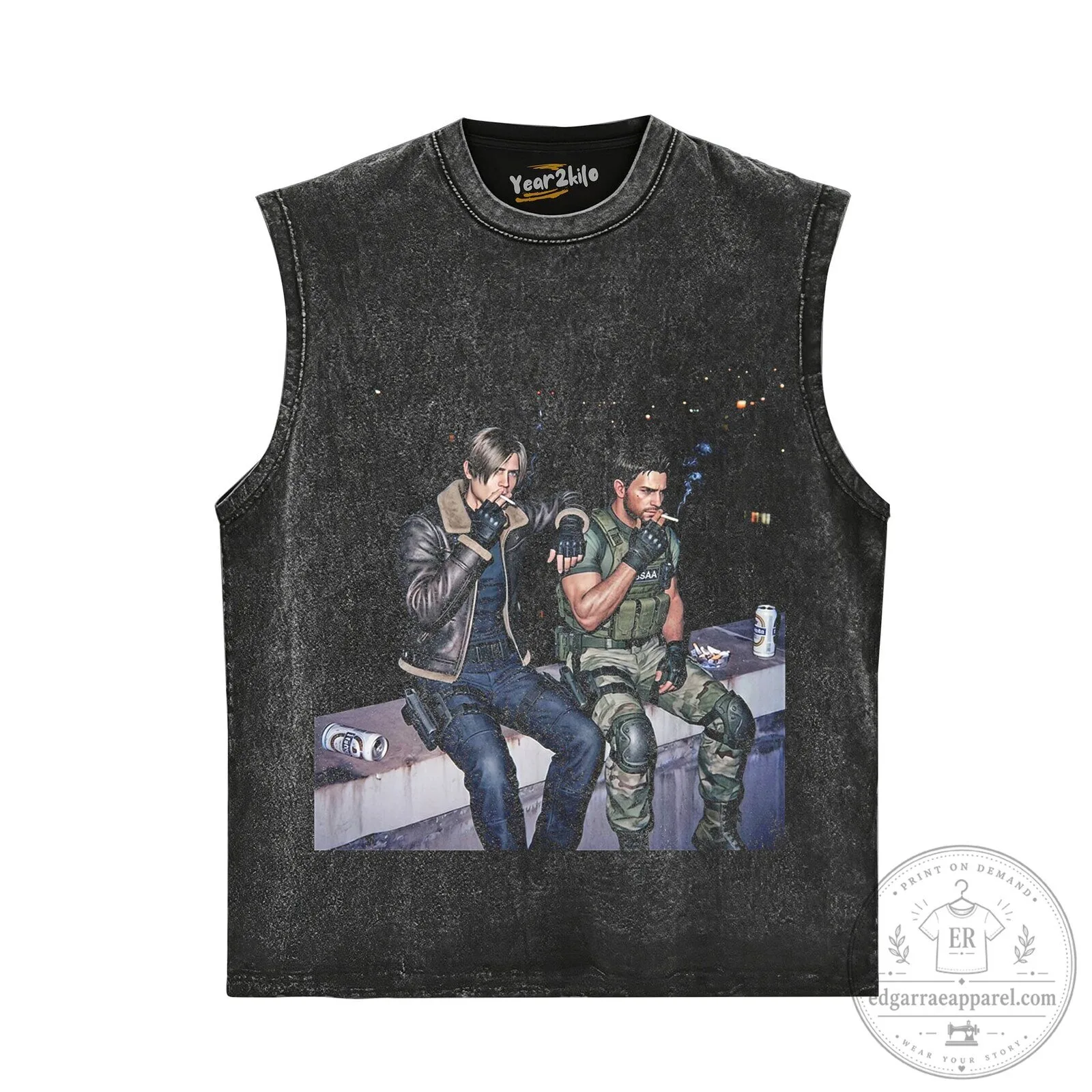 Resident Evil Leon S. Kennedy and Chris Redfield Smoking T-Shirt 15 Resident Evil Leon S. Kennedy and Chris Redfield Smoking T-Shirt